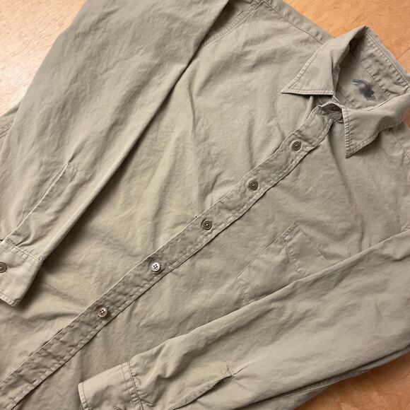 Vintage Post WWII USN Medium Solid Beige Long Sleeve Full Button Collared Shirt - Picture 3 of 11